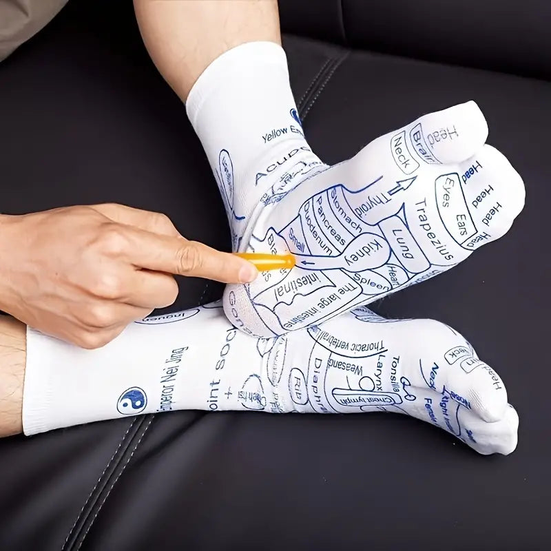 Acupressure Foot Reflexology Socks (Pair of 2 Socks + 1 Stick)